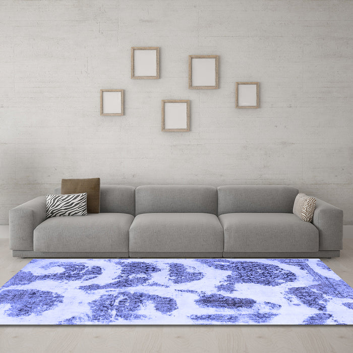 Machine Washable Abstract Blue Modern Rug in a Living Room, wshabs878blu
