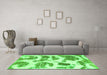 Machine Washable Abstract Green Modern Area Rugs in a Living Room,, wshabs878grn