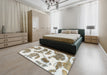 Abstract Dark Almond Brown Modern Rug in a Bedroom, abs878