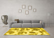 Machine Washable Abstract Yellow Modern Rug in a Living Room, wshabs878yw