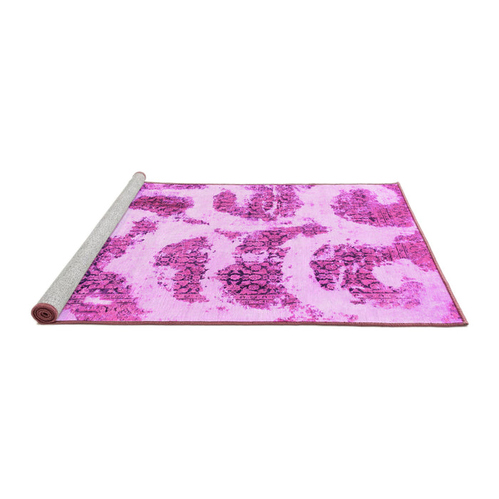 Sideview of Machine Washable Abstract Pink Modern Rug, wshabs878pnk