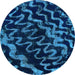 Round Abstract Light Blue Modern Rug, abs879lblu