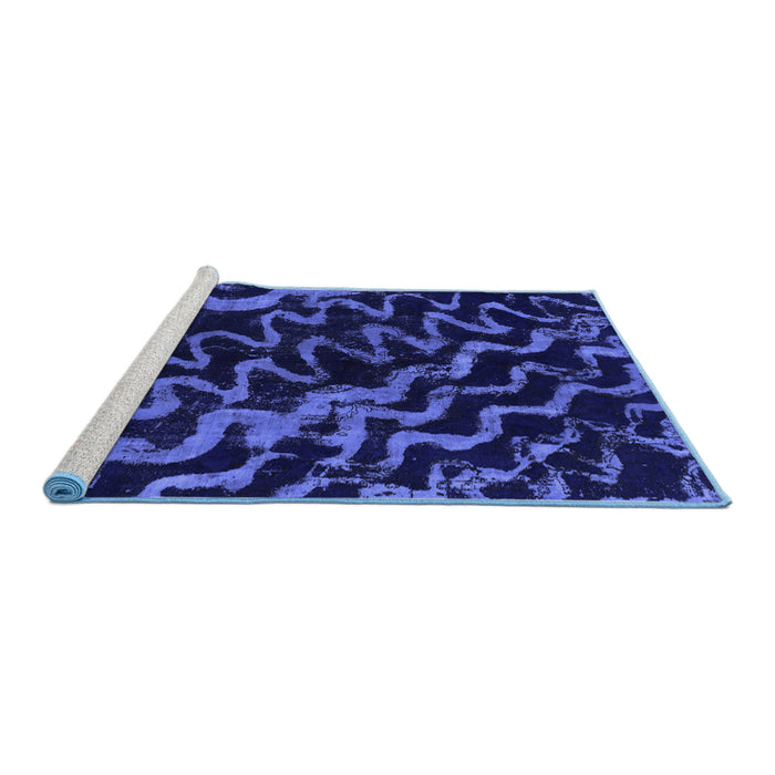 Sideview of Machine Washable Abstract Blue Modern Rug, wshabs879blu
