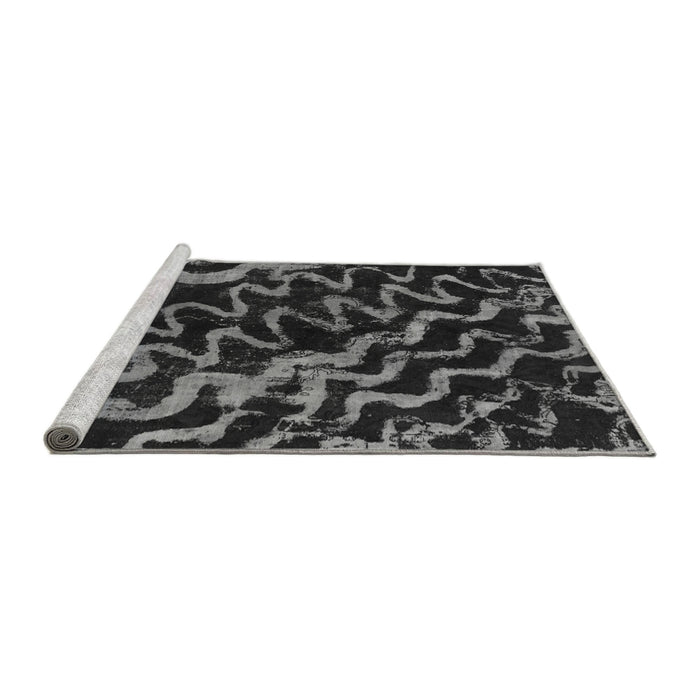 Sideview of Machine Washable Abstract Gray Modern Rug, wshabs879gry