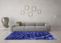 Machine Washable Abstract Blue Modern Rug, wshabs879blu