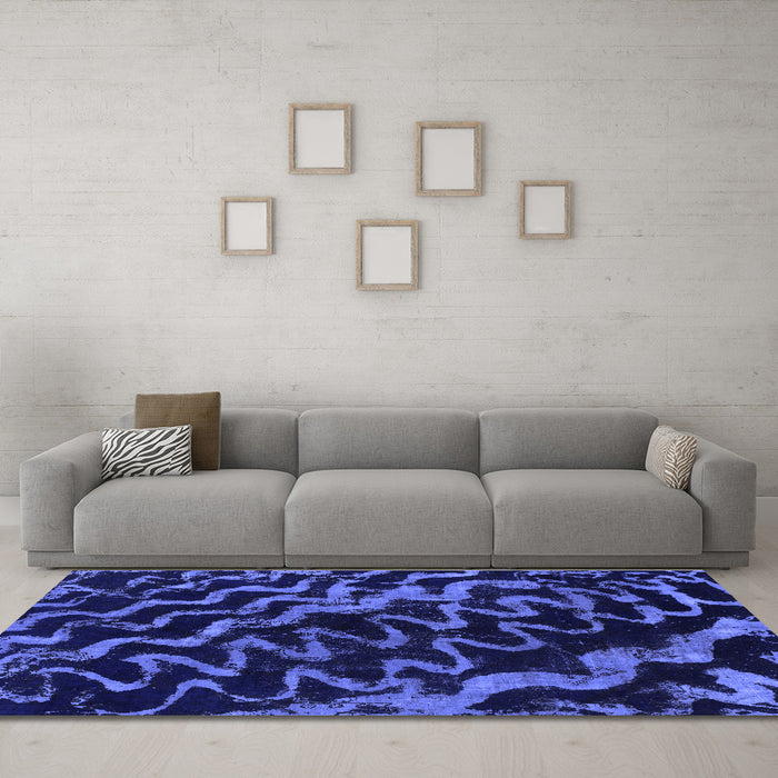 Machine Washable Abstract Blue Modern Rug in a Living Room, wshabs879blu