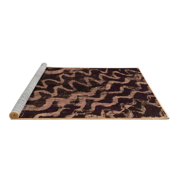 Sideview of Machine Washable Abstract Brown Modern Rug, wshabs879brn