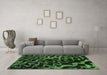 Machine Washable Abstract Green Modern Area Rugs in a Living Room,, wshabs879grn