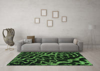 Machine Washable Abstract Green Modern Rug, wshabs879grn