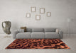 Machine Washable Abstract Orange Modern Area Rugs in a Living Room, wshabs879org