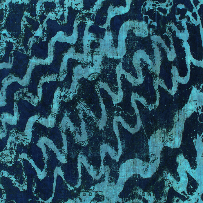 Square Machine Washable Abstract Turquoise Modern Area Rugs, wshabs879turq