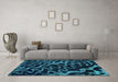 Machine Washable Abstract Turquoise Modern Area Rugs in a Living Room,, wshabs879turq