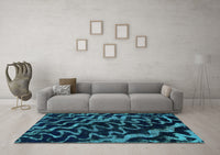 Machine Washable Abstract Turquoise Modern Rug, wshabs879turq