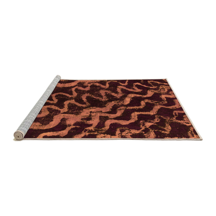 Sideview of Machine Washable Abstract Orange Modern Area Rugs, wshabs879org
