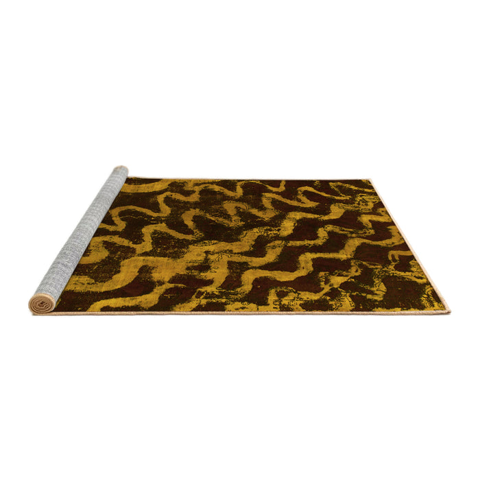 Sideview of Machine Washable Abstract Yellow Modern Rug, wshabs879yw