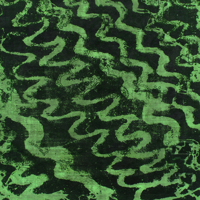Square Machine Washable Abstract Green Modern Area Rugs, wshabs879grn
