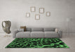 Machine Washable Abstract Emerald Green Modern Area Rugs in a Living Room,, wshabs879emgrn