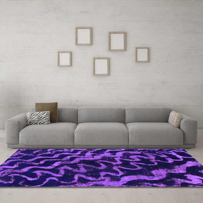 Machine Washable Abstract Purple Modern Area Rugs in a Living Room, wshabs879pur