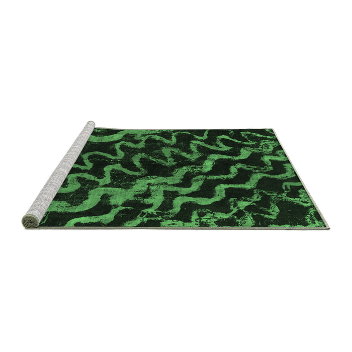 Sideview of Machine Washable Abstract Emerald Green Modern Area Rugs, wshabs879emgrn