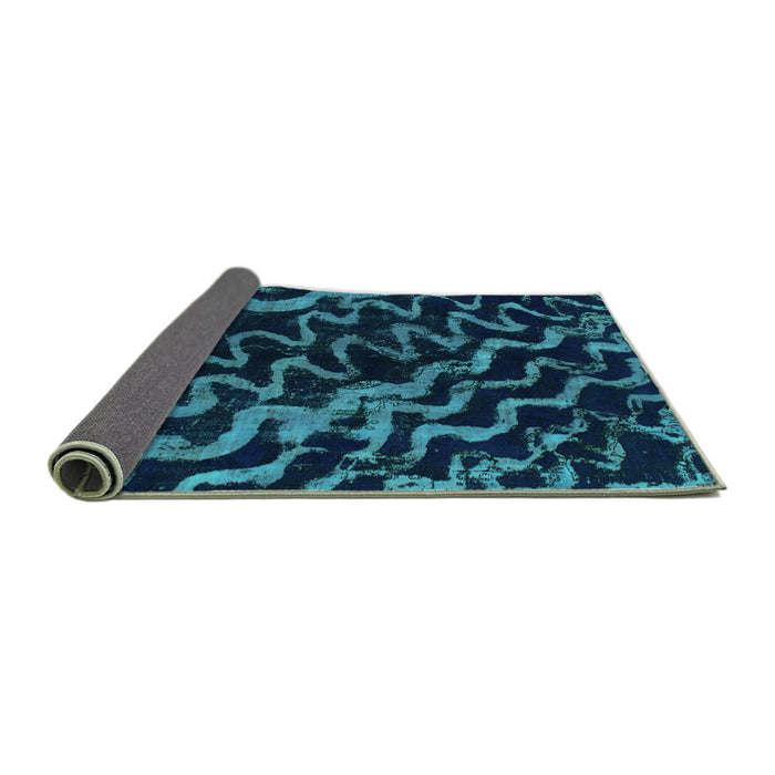 Sideview of Abstract Turquoise Modern Rug, abs879turq