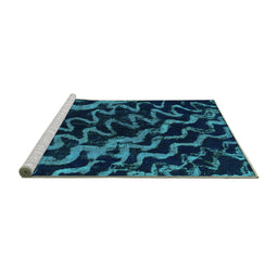 Sideview of Machine Washable Abstract Turquoise Modern Area Rugs, wshabs879turq