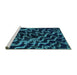 Sideview of Machine Washable Abstract Turquoise Modern Area Rugs, wshabs879turq