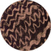 Round Machine Washable Abstract Brown Modern Rug, wshabs879brn