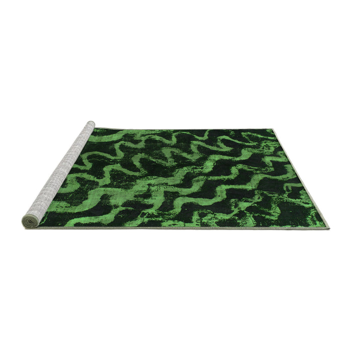 Sideview of Machine Washable Abstract Green Modern Area Rugs, wshabs879grn