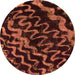 Round Machine Washable Abstract Orange Modern Area Rugs, wshabs879org