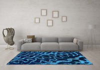 Machine Washable Abstract Light Blue Modern Rug, wshabs879lblu