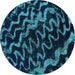 Round Abstract Turquoise Modern Rug, abs879turq