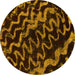 Round Abstract Yellow Modern Rug, abs879yw