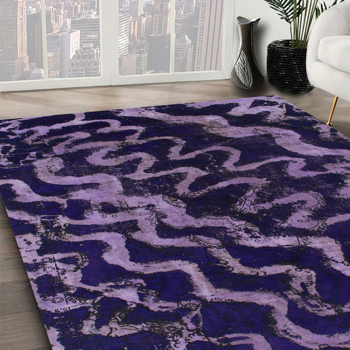 Machine Washable Abstract French Lilac Purple Rug in a Family Room, wshabs879