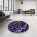 Round Machine Washable Abstract French Lilac Purple Rug in a Office, wshabs879