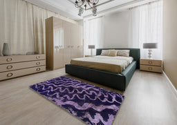 Abstract French Lilac Purple Modern Rug in a Bedroom, abs879