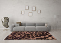 Machine Washable Abstract Brown Modern Rug, wshabs879brn