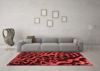 Machine Washable Abstract Red Modern Rug, wshabs879red