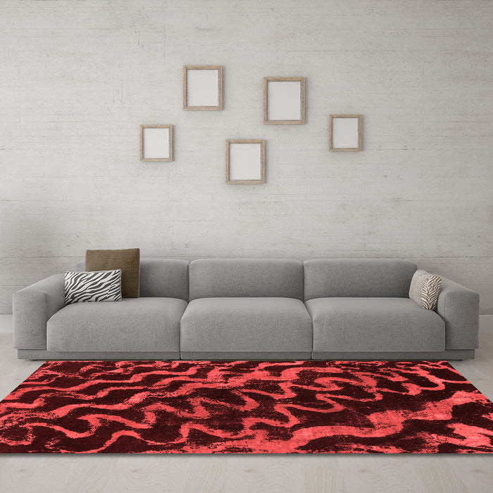 Modern Red Washable Rugs