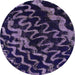 Round Abstract French Lilac Purple Modern Rug, abs879