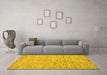 Machine Washable Solid Yellow Modern Rug in a Living Room, wshabs87yw