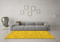 Machine Washable Solid Yellow Modern Rug, wshabs87yw