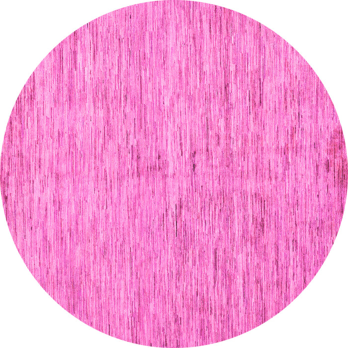 Round Machine Washable Solid Pink Modern Rug, wshabs87pnk