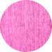 Round Machine Washable Solid Pink Modern Rug, wshabs87pnk