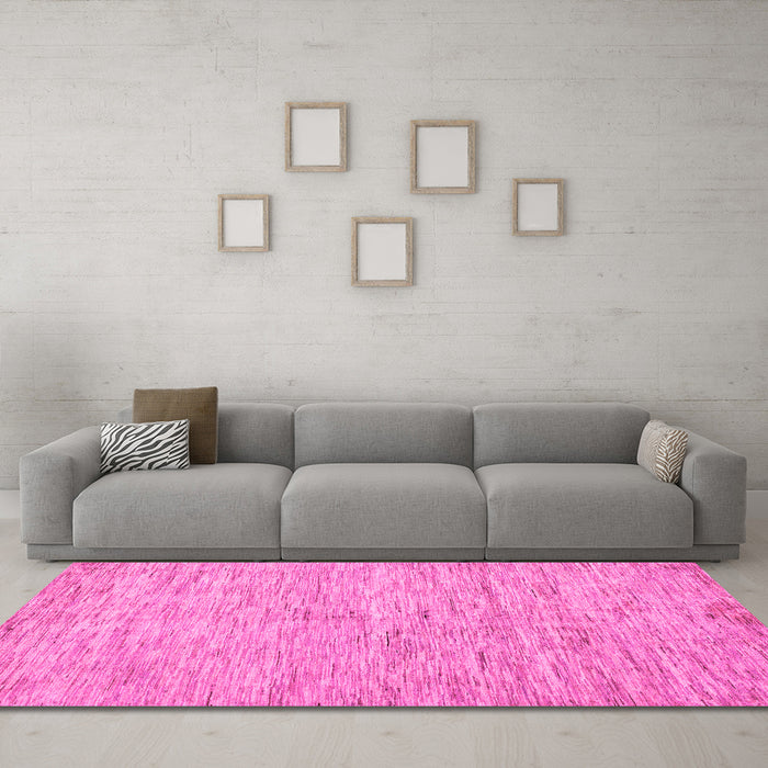 Machine Washable Solid Pink Modern Rug in a Living Room, wshabs87pnk