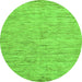 Round Machine Washable Solid Green Modern Area Rugs, wshabs87grn