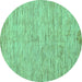 Round Solid Turquoise Modern Rug, abs87turq