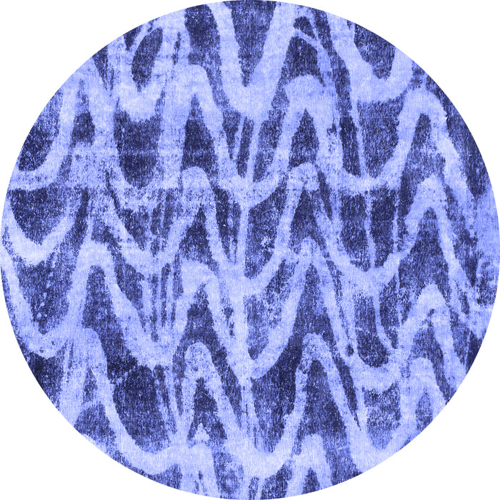 Round Machine Washable Abstract Blue Modern Rug, wshabs880blu