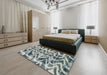 Abstract Cloud Gray Modern Rug in a Bedroom, abs880