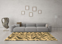 Machine Washable Abstract Brown Modern Rug, wshabs880brn