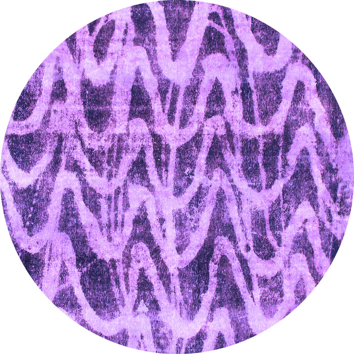 Round Machine Washable Abstract Purple Modern Area Rugs, wshabs880pur